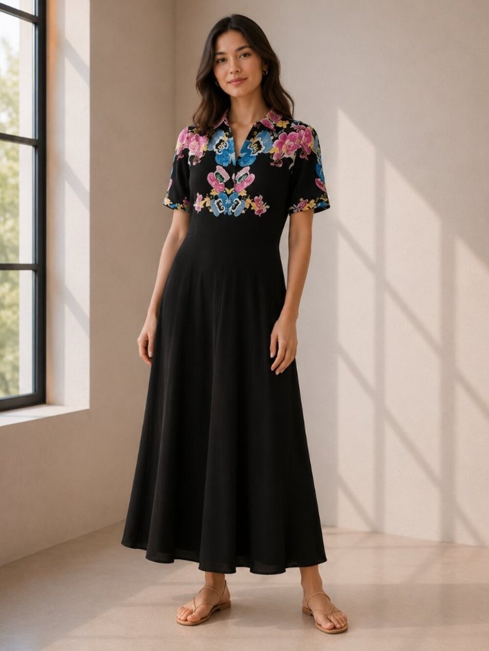 Desigual x Christian Lacroix Grenoble Floral Shirt Dress Black XS 0509